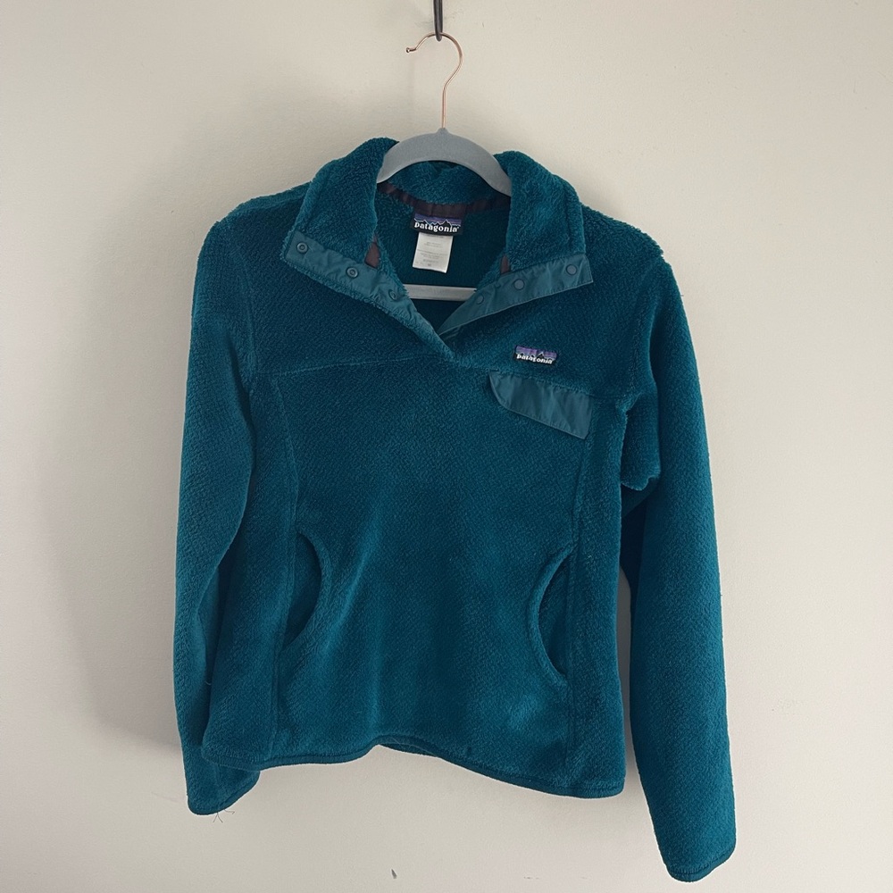 Patagonia Teal Pullover Re-Tool Snap Fleece Jacket Sweater Size M